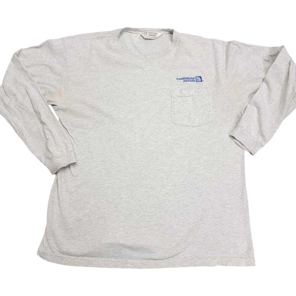 Vintage Continental Airlines Shirt Long Sleeve Pocket Grey G&K Uniform XL
